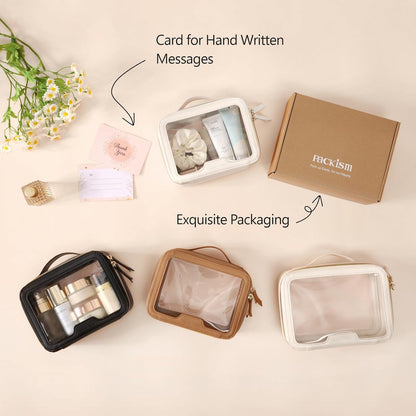 PACKISM Clear Makeup Bag - TSA Approved Toiletry Bag for Carry-on & Checked Luggage, Water Resistant Car Storage Organizer with Reinforced Seams