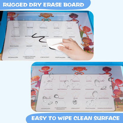 MENZOKE Kids Travel Tray for Toddler Car Seat, Road Trip Activities for Kids with iPad Holder Stand & Dry Erase Board, Road Trip Essentials Accessories Lap Tray as Travel Gifts for Kid, Pink