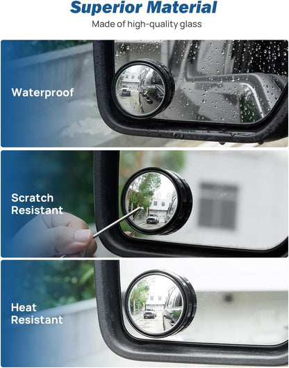 JOYTUTUS Blind Spot Mirror 2 Pack HD Frameless Convex Glass for Wide Angle View and Safer Lane Changing Compatible with Cars SUVs Trucks RVs Easy Stick On & Long Lasting Durability