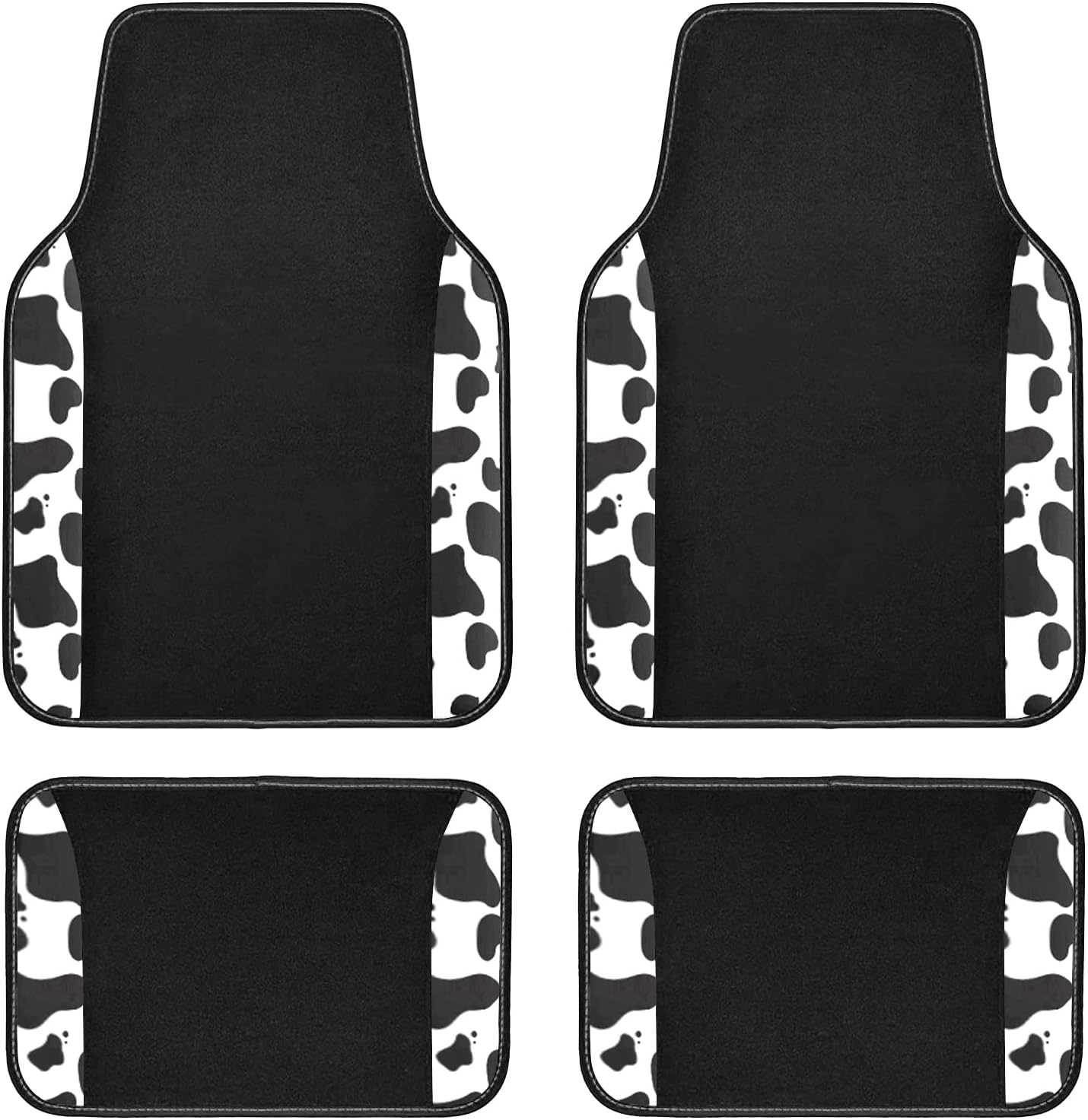 Flying Banner Carbon Fiber Leather Vehicle Seat Covers, Leopard Gray Black, Universal Fit - 8PCS