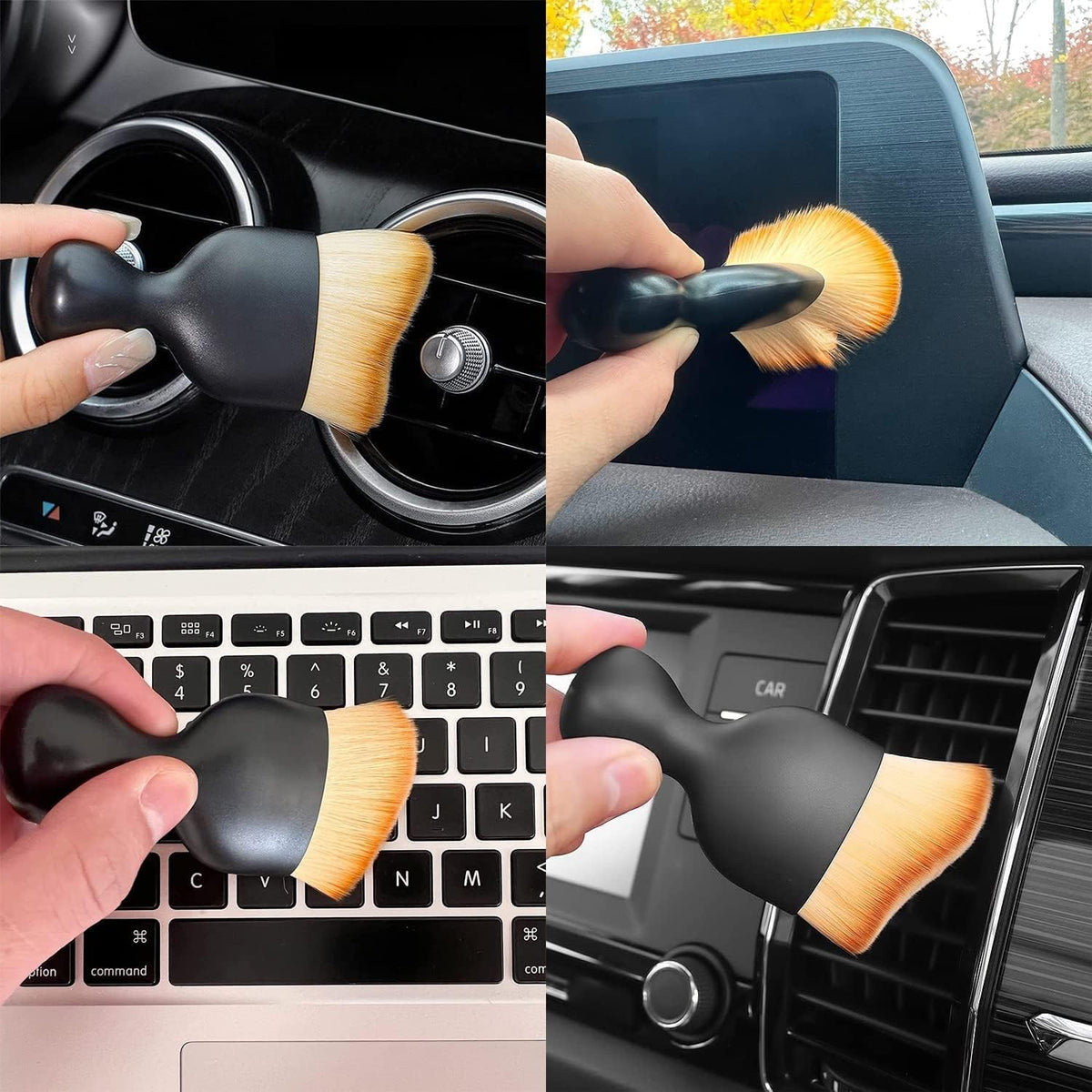 QUAAM 3PCS Car Interior Cleaning Tool, Car Cleaning Brush Interior Dust Collectors,Car Interior Cleaning Tool Brush, Dust Brush