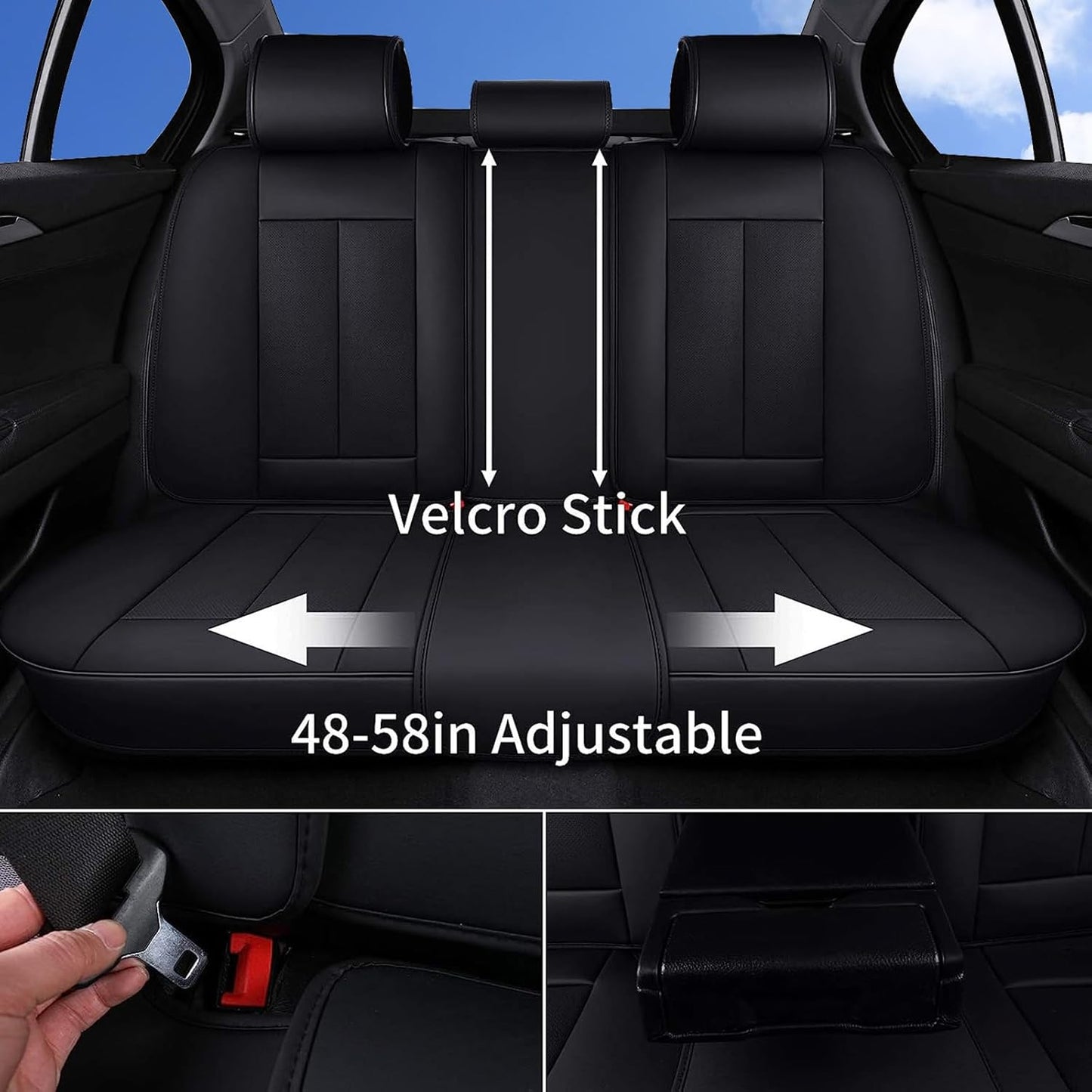 Coverado Seat Covers Full Set, Black Seat Covers for Cars 5 Seats, Car Seat Protector, Waterproof Nappa Leather Car Seat Cushion, Front and Rear Car Seat Cover Fit for Most Sedans SUV Pick-up Truck - Colors B