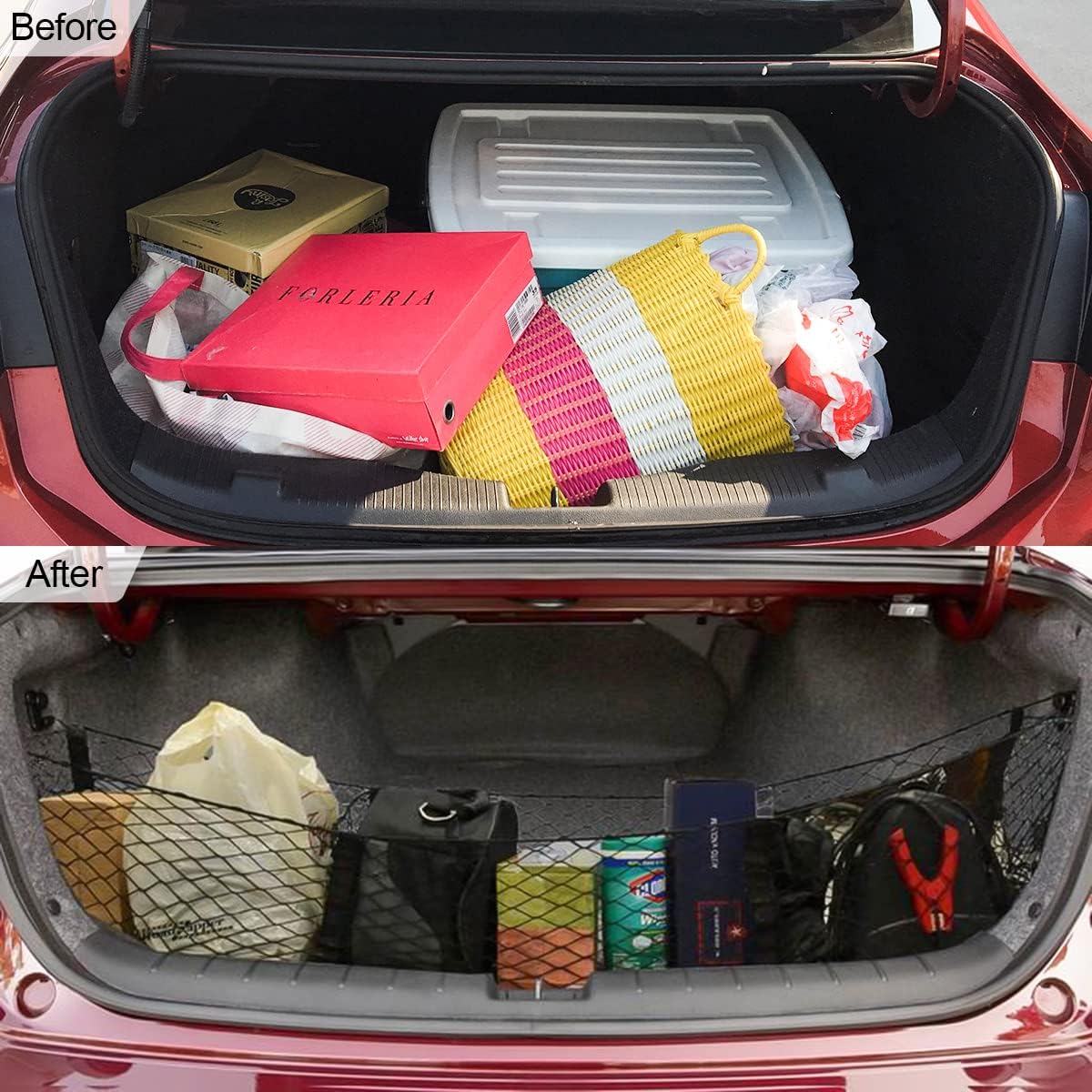 Car Rear Cargo Net, Adjustable Elastic Storage Organizer Net, Trunk Cargo Storage Net, Universal Fit for Car, Vehicle, SUV (43.3"x 15.8")