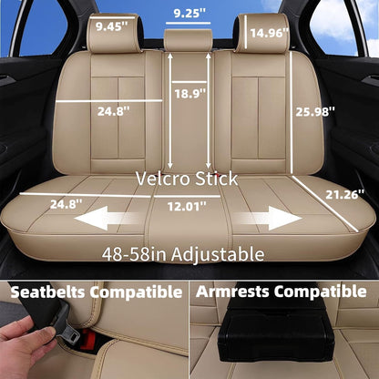 Coverado Seat Covers Full Set, Black Seat Covers for Cars 5 Seats, Car Seat Protector, Waterproof Nappa Leather Car Seat Cushion, Front and Rear Car Seat Cover Fit for Most Sedans SUV Pick-up Truck - Colors A