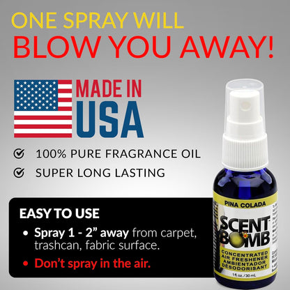 Scent Bomb Air Freshener Spray, Long-Lasting Odor Eliminator - Effective Deodorizer for Home & Car, Fresh Room Spray for Kitchen, Bathroom & Smell Neutralizer - 1 oz Pack of 4, Black Cherry Scent