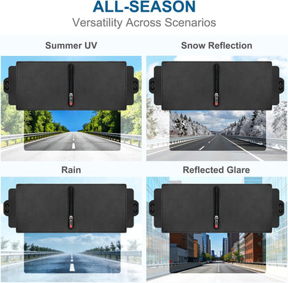 Veharvim Sun Visor Extender for Car (Polarized, UV400, PC Lens, 2 Side Sunshade), Car Visor Extender Sun Blocker, Visor Extender Attachment, Anti-Glare for Safe Driving