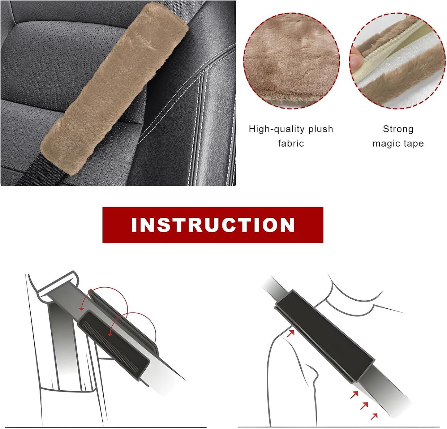 Sun Walker 2PCS Seat Belt Shoulder Pads, Fluffy Soft Plush Auto Seat Belt Pads for Protecting Your Neck & Shoulder, Comfortable Seatbelt Cover Warm Protective Cushion for Most Cars (Purple)