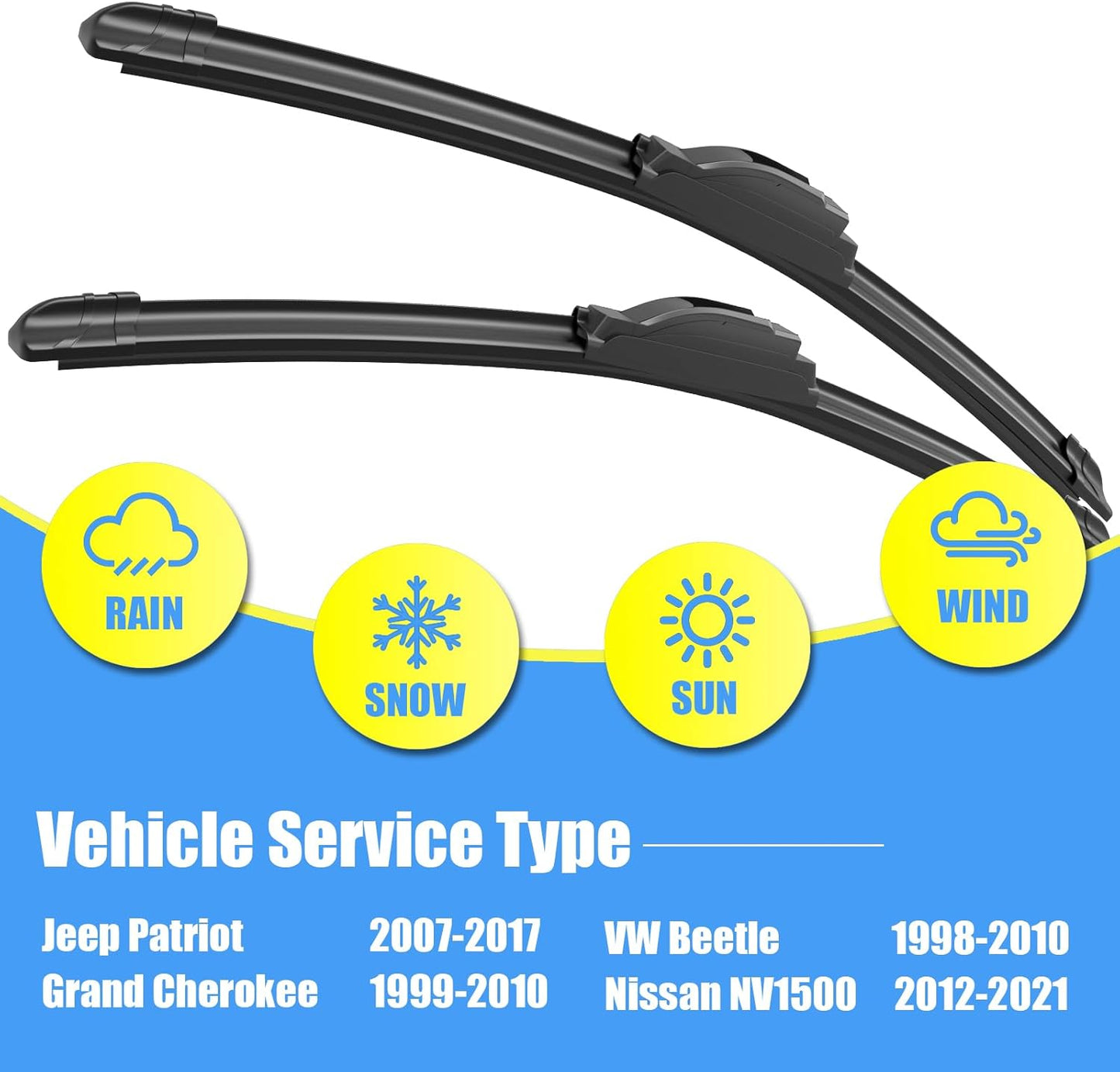 Gavimnal® 28"+17" Silicone Wiper Blades Replacement For Nissan Altima 2007-2015,Maxima 2009-2014,All-Season Front Windshield Wiper Blades(Set of 2)