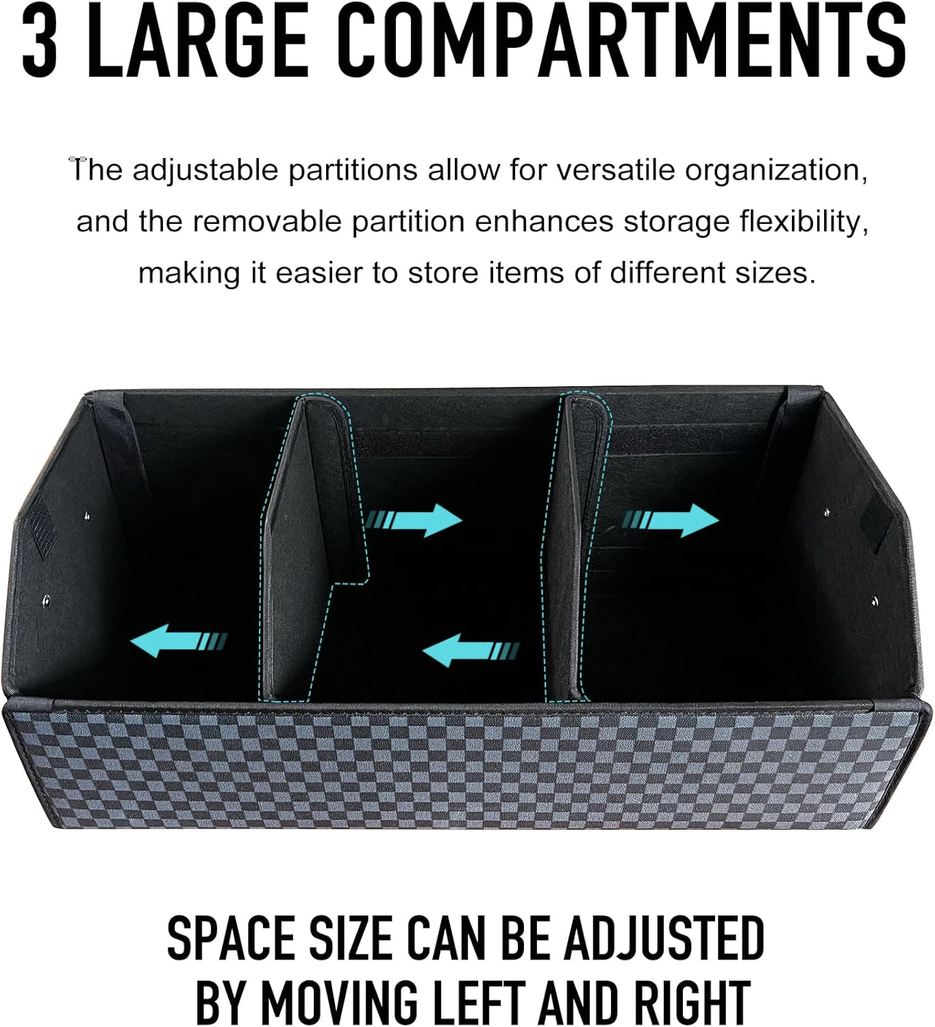 Fyzeoty Car Organizers for Trunk for Suv Sedan, Leather Storage Box,Magnetic Lid,Collapsible and Adjustable,16.5 inches