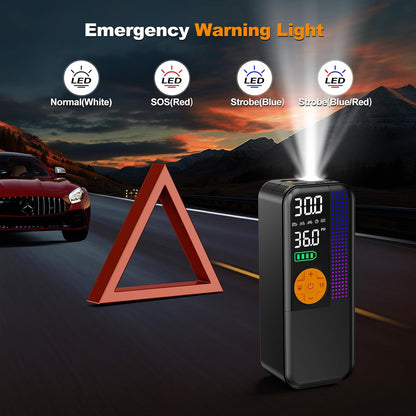 Jump Starter with Air Compressor,5500A Portable Car Battery Booster(All Gas & 10L Diesel) with 150PSI Cordless Auto Tire Inflator,15V Portable Car Battery Jump Starter Box with LCD Display LED Light