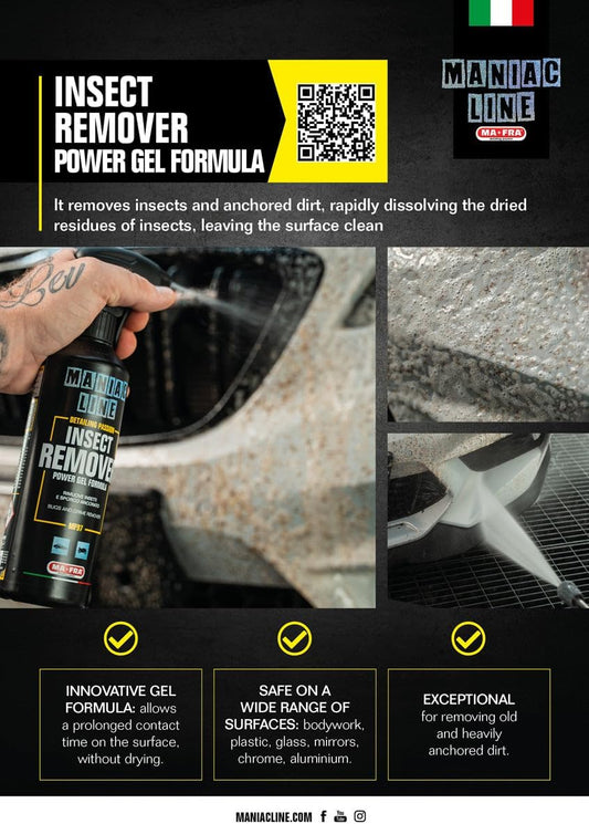 MANIAC LINE MAFRA Insect Remover | Fast Bug and Sap Dissolver | Safe on Paint Glass and Plastics | Pre Wash Pretreatment for Less Scrubbing | For Grilles Mirrors and Windscreens | 500 Milliliters
