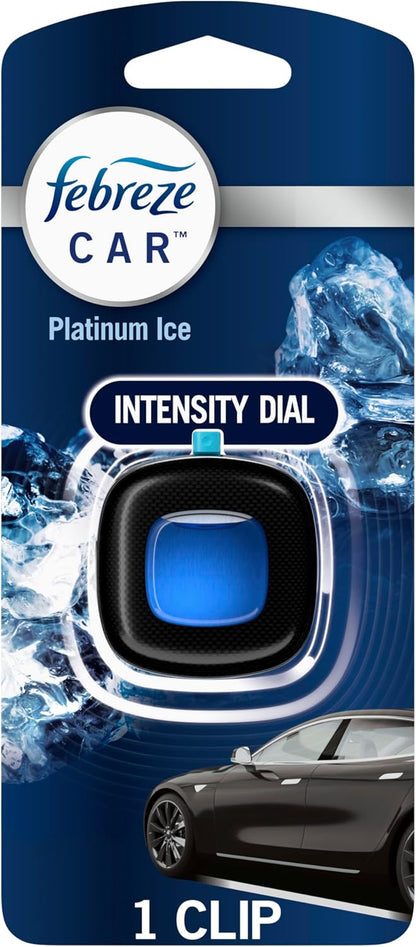 Febreze Car Air Freshener Vent Clip Platinum Ice Scent, .07 oz. Car Vent Clip, Pack of 4