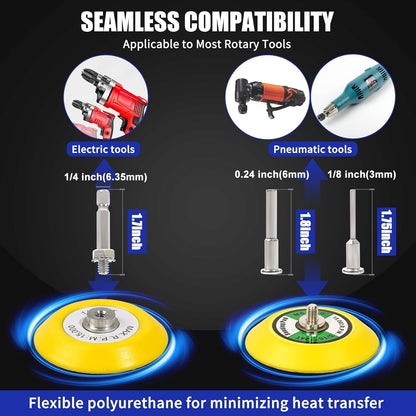 133 PCS Sanding Disc Drill Polishing Kit Sanding Attachment, 3 Inch Wet Dry Headlight Restoration Kit, Hook and Loop Sandpaper Buffing Pads with Rotary Tools for Car Wood Metal Glass Resin Expoxy