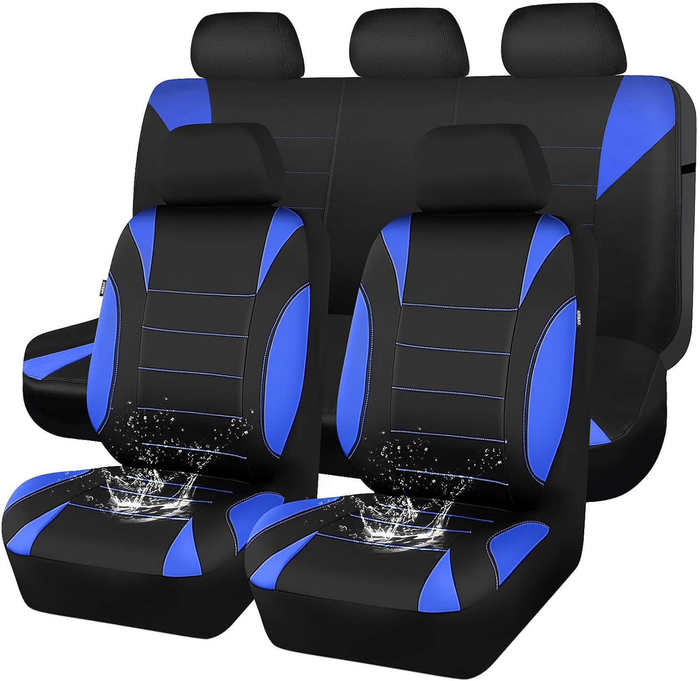 CAR PASS Waterproof Car Seat Covers Front Seats Only with 5mm Composite EVA, Neoprene Car Seat Cover with Separate Headrest Cover, Quick Setup Universal Fit for Car SUV Trucks,Airbag Compatible（Gray
