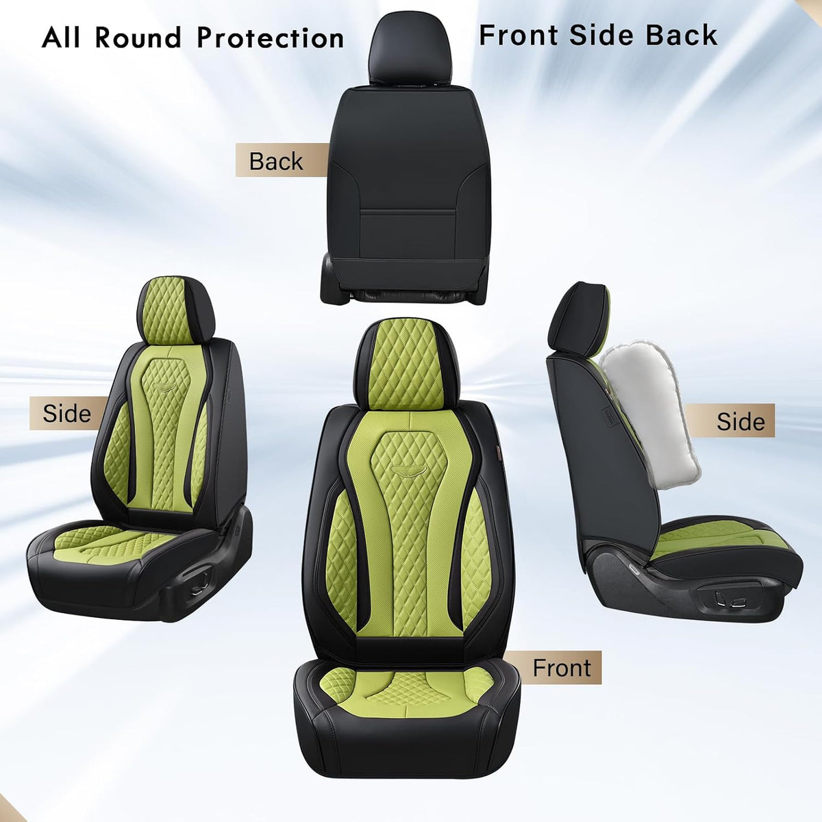 Coverado Seat Covers, Car Seat Covers Full Set, Black Car Seat Cover, Car Seat Covers Front Seats Back Seat Cover, Waterproof Car Seat Cushion, Leather Seat Covers Seat Protector Fit for Most Cars