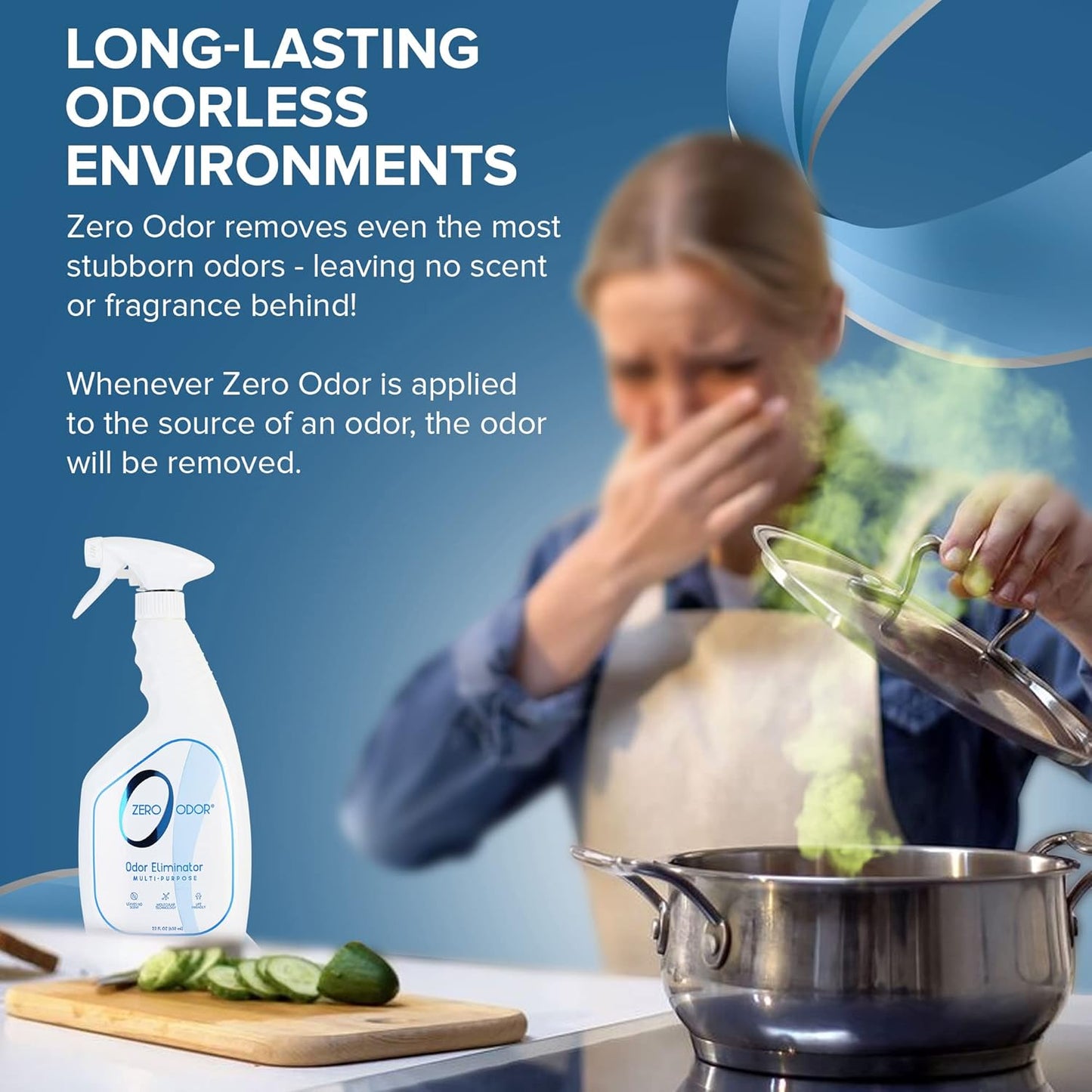 Zero Odor Multi-Purpose Odor Eliminator - Eliminate Air & Surface Odor – Patented Technology Best for Bathroom, Kitchen, Fabric, Closet- Smell Great Again, 8oz (Over 1000 Sprays)