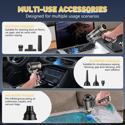 KMM Handheld Car Vacuum Cleaner, 10000PA Vacuum Cleaner & Air Duster, 120W High Power Hand Held Vacuum Cordless, Portable Vacuum Rechargeable with Multi-Nozzles & LED Light for Car, Home, Pet, Office