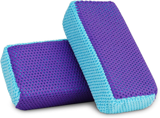 Clay Bar Scrubber 2-Pack, Auto Detailing Synthetic Clay for Car Wash Scrubbing and Claying, Car Paint Prep and Glass Surface (2-Pack, Blue Purple)