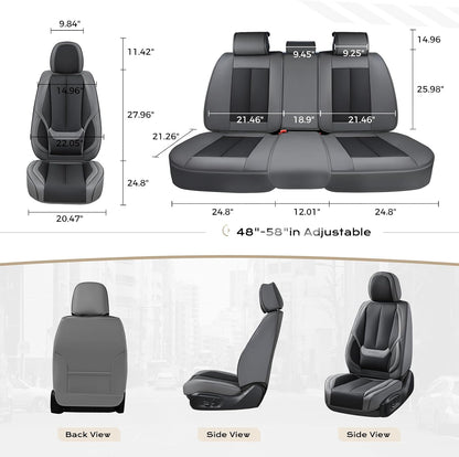 Coverado Seat Covers Full Set, Black Seat Covers for Cars 5 Seats, Car Seat Protector, Waterproof Nappa Leather Car Seat Cushion, Front and Rear Car Seat Cover Fit for Most Sedans SUV Pick-up Truck - Colors A