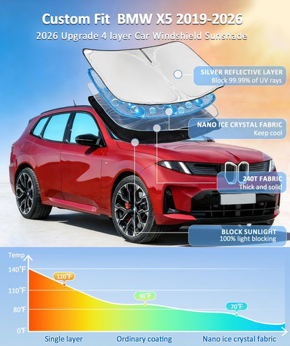 for Toyota Tacoma 2016-2023 2024 2025 2026 Sun Shade Sunshade Windshield Cover - 4 Layers Front Window Shade Custom Fit Tacoma 2Dr 4Dr Pickup Sun Visor 240T Shade Blocks UV Rays Car Accessories - Colors D