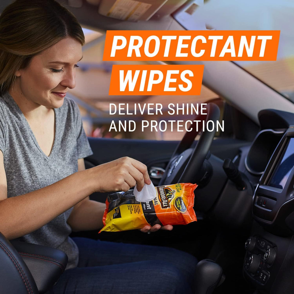 Armor All Car Protectant Wipes, Interior Car Wipes with UV Protection Against Cracking and Fading, 60 Wipes