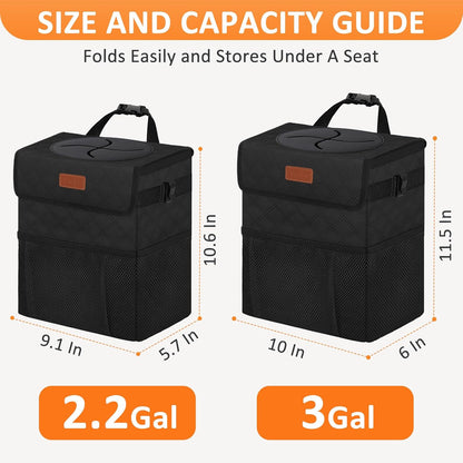 Vankor Car Trash Can Bin with Lid Hanging for Back Seat, Car Accessories for Women Men Leak Proof Automotive Garbage Cans Leakproof Vehicle Trash Can for Truck SUV Black