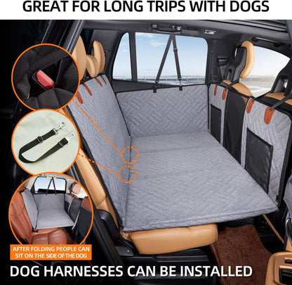 YJGF Back Seat Extender,Dog Seat Cover for Back Seat,Hard Bottom Car Seat Cover for Dogs,Dog Hammock for Car,Back Seat Pet Cover for Dogs(Black,for Car/SUV/Small Truck)