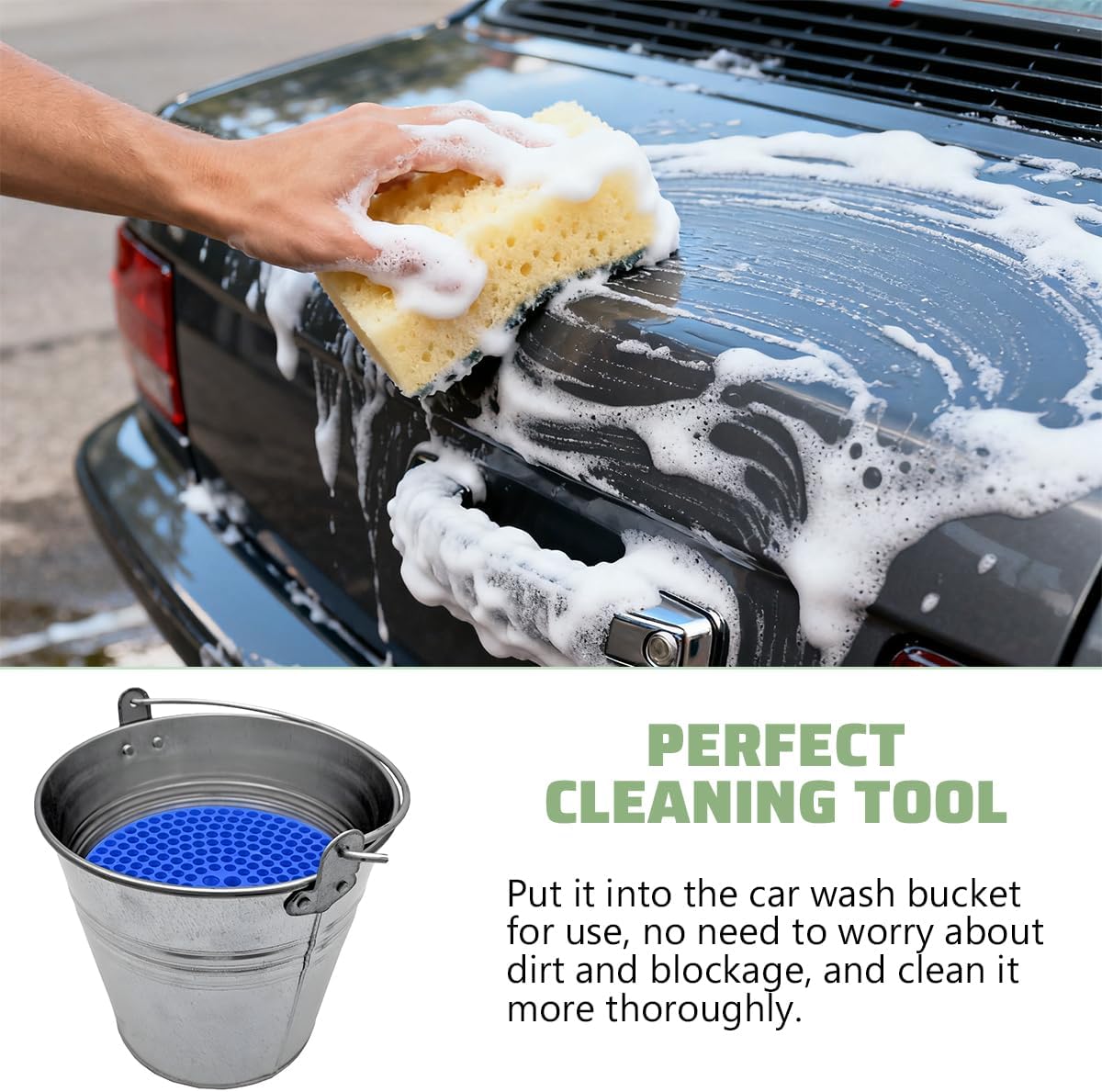 Car Wash Bucket Grit Trap Inserts, Vehicle Detailing Wash Filter for Remove Dust and Dirt, Automotive Cleaning Tool Fits 12 Inch Diameter Bucket, Universal for SUV RV Truck (Black)