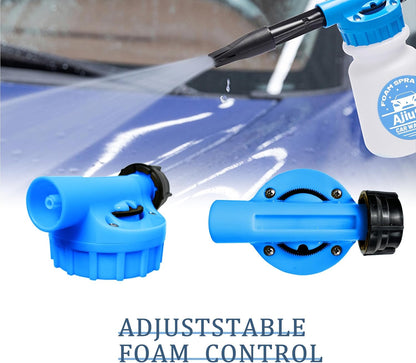 Foam Gun Car Wash Sprayer + Washing Sponge & Absorbent Towel, Hose Nozzle Foam Cannon Car Washing Kit, for Garden Cleaning, Pet Showering (Blue)