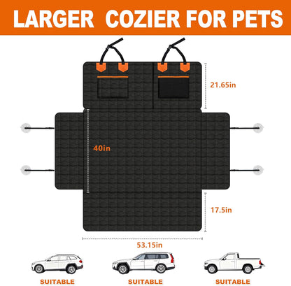 IJVAE SUV Cargo Liner for Dogs, Waterproof Dog Trunk Cover with Bumper Flap Protector, Pet Cargo Mat for SUVs Sedans Vans, Non-Slip Scratchproof Dog Seat Cover，Large Size Universal Fit, Black