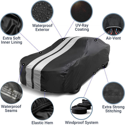 iCarCover Premium Car Cover for 1970-1972 Chevy Monte Carlo Heavy Duty Waterproof All-Weather Automobiles Custom Fit Indoor Outdoor UV Snow Protection Covers with Straps and Bag - Colors B