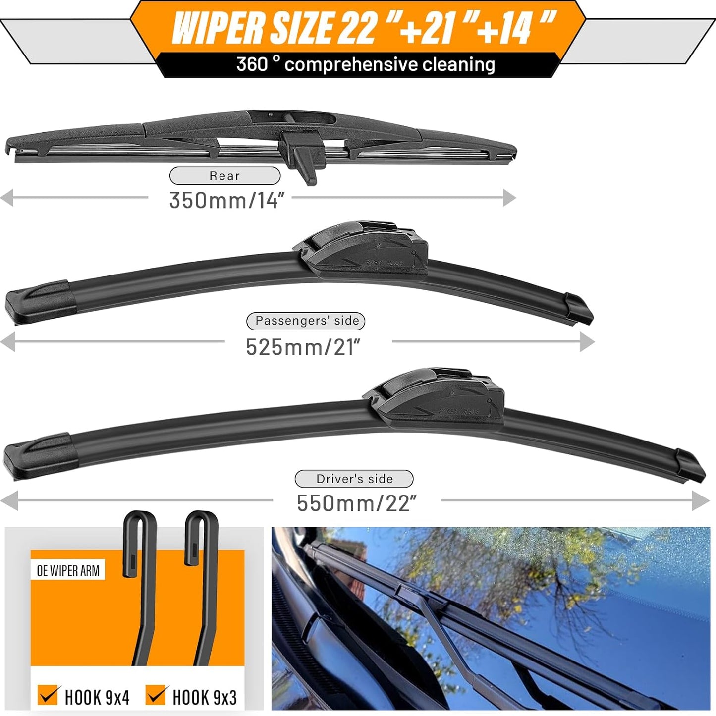 AUTOBOO 3-Pack Windshield Wiper Blades for Subaru Outback 2020-2025, Original Equipment Replacement 26"+18" Front and 16" Rear, All-Weather Performance, Easy One-Click Install