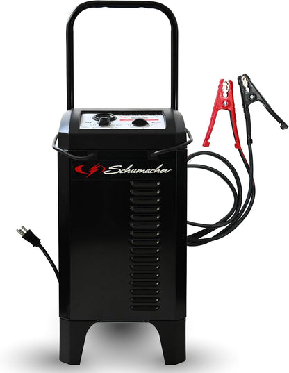 Schumacher Electric Wheeled Manual 10A Car Battery Charger and 250A Engine Starter, 2-in-1 Solution, 50A Boost, for 6V/12V Power Sport, Automotive, and Marine Batteries, SC1445