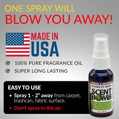 Scent Bomb Air Freshener Spray, Long-Lasting Odor Eliminator - Effective Deodorizer for Home & Car, Fresh Room Spray for Kitchen, Bathroom & Smell Neutralizer - 1 oz Pack of 4, Black Cherry Scent