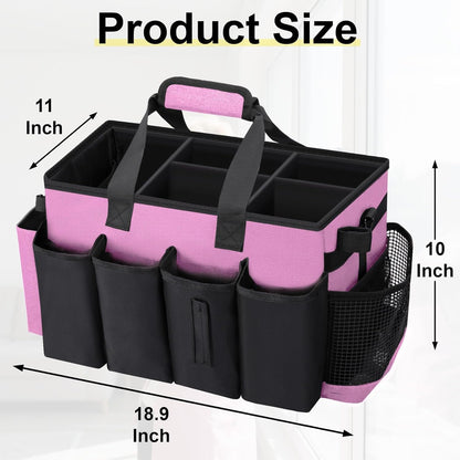 Wearable Large Cleaning Caddy Bag for Housekeeper, Clean Supply Organizer with Adjustable Shoulder, Waist & Handle Straps, Detailing Bag for Kitchen Supplies (Black)