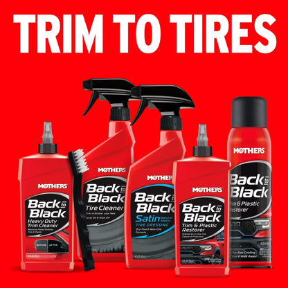 Mothers Back-to-Black Heavy Duty Trim Cleaner Kit, 12 oz. Gel Cleaner + Trim Brush — Deep Cleans & Restores Exterior Trim & Plastics, Removes Oxidation, Dirt, Grime & Wax, Drip-Free Gel (06141)