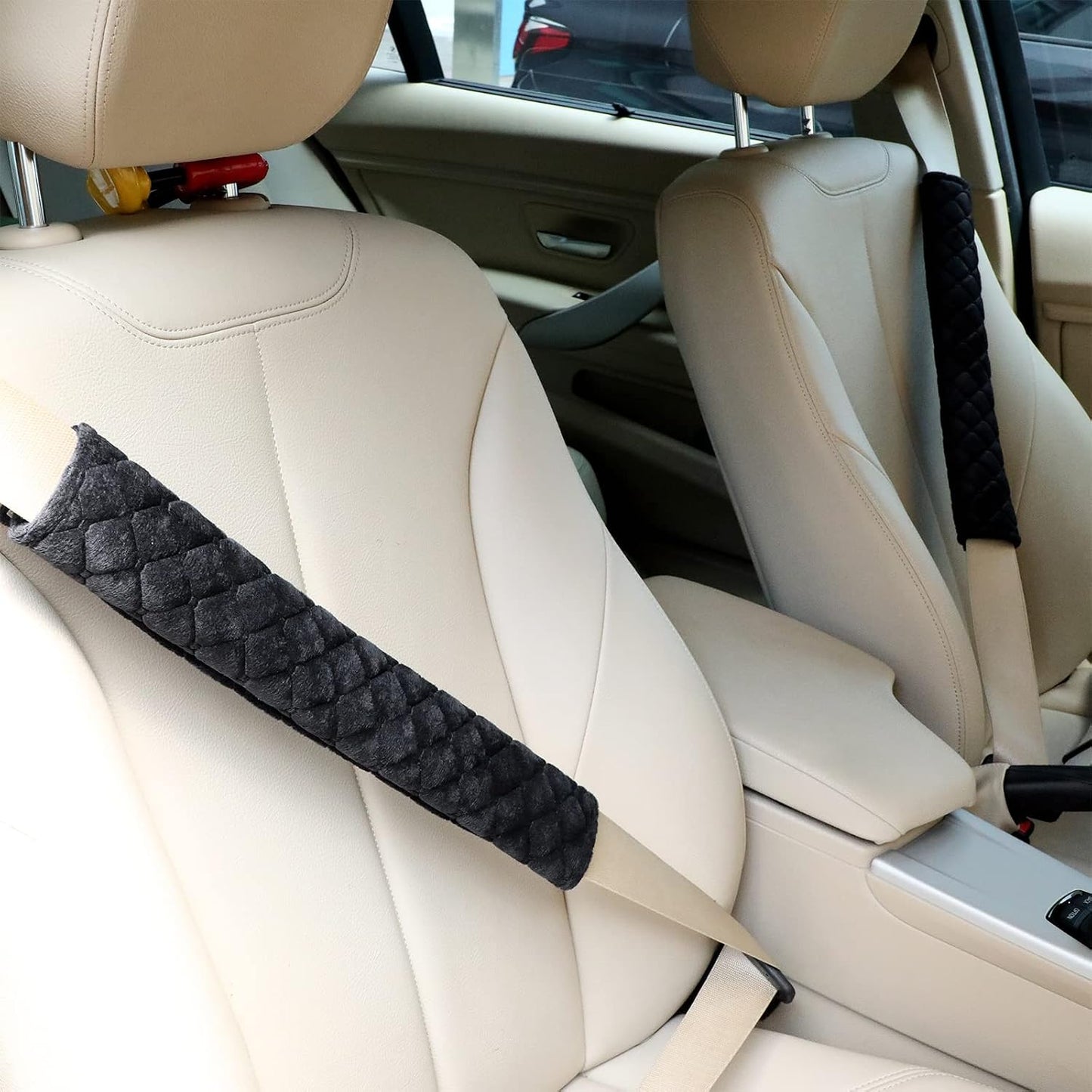 Tatuo 4 Pack Seat Belt Cover Extra Long Seat Belt Pads for Car Soft Comfort Shoulder Strap Covers Harness Pads Helps Protect Your Neck and Shoulder(10.6 Inch,Black)
