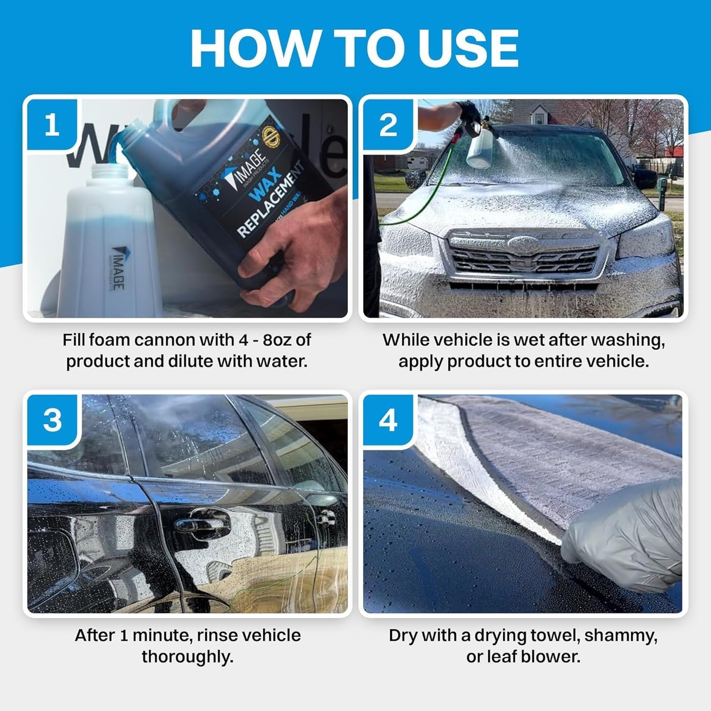 Image Wash Wax Replacement Foamable – Concentrated Spray Wax & Protectant for Cars,Trucks,RVs Boats,Ceramic & Waxed Surfaces. ((128 Fl Oz (Pack of 1)))