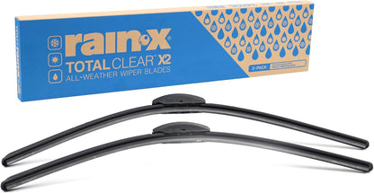 Rain-X 810332 Total Clear Beam Wiper Blades 26" & 18" Windshield Wipers for All-Weather Performance, Rubber Squeegee for Smooth Clean Wipe & Quiet Operation - 2 Pack Value