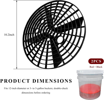 2 PCS Car Wash Bucket Inserts, Detail Grit Trap Kit Helps Removes Dirt & Debris from Wash Mitt, Automotive Detail Filter Washing Tool for 12-Inch Diameter Buckets (Black)