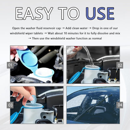 50PCS Windshield Washer Tablets,Concentrated Solid Effervescent Windshield Washer Fluid Tablets for Quickly Clearing Dust,Mud & Grime,Portable Windshields Wiper Fluid Tablet