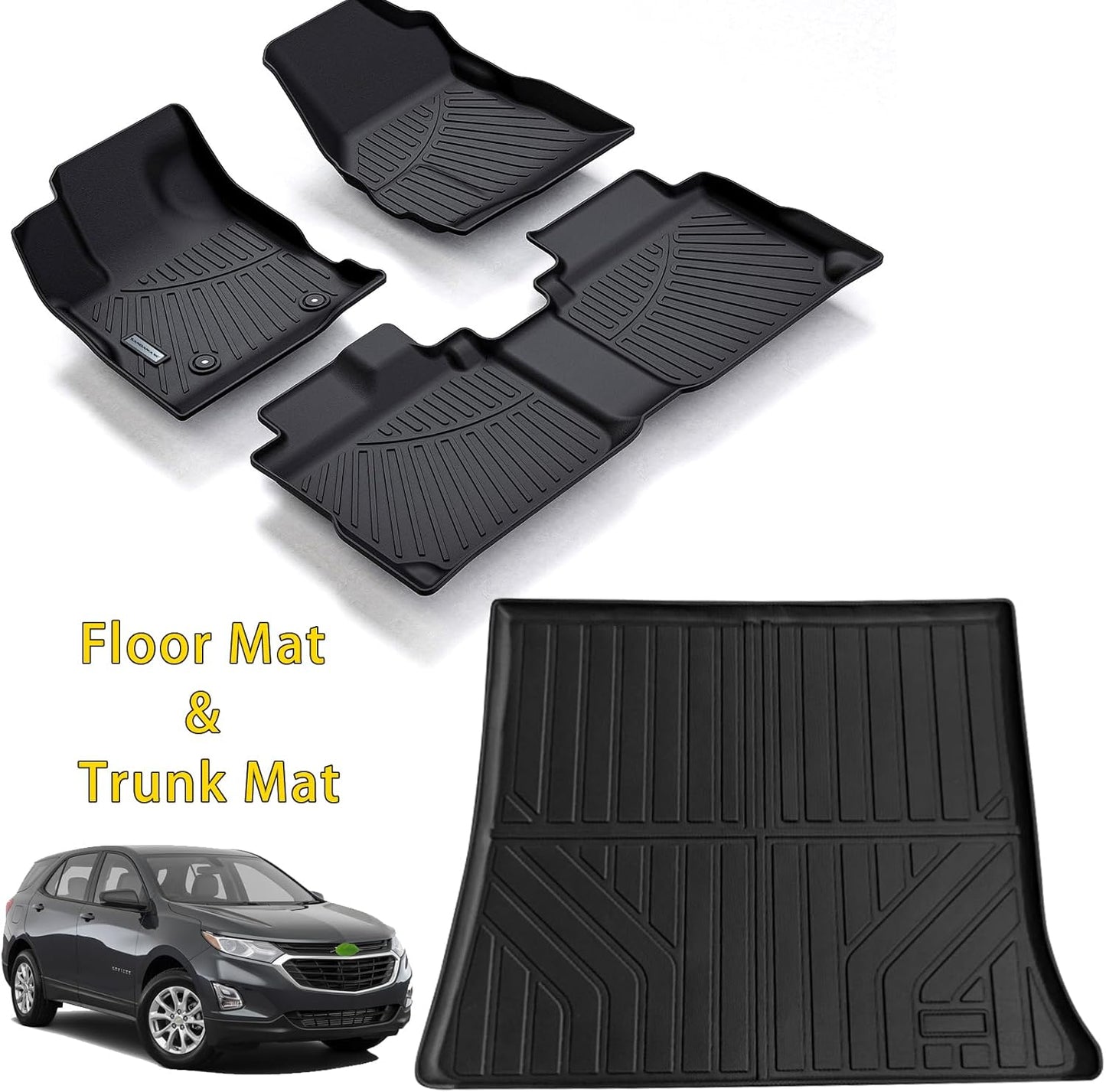 Floor Mats & Trunk Mat for 2012-2017 Chevy Equinox/GMC Terrain,TPE All Weather Protection 2 Rows Car Floor Liners with Cargo Liners for Chevrolet Equinox Accessories