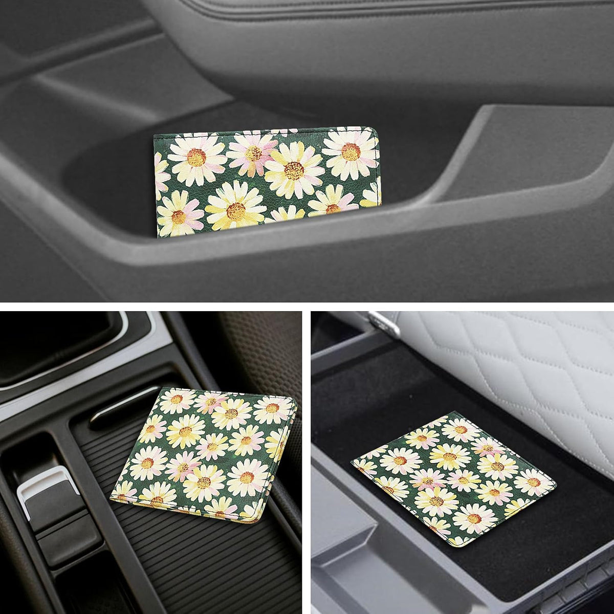 Car Registration and Insurance Holder, Premium Pu Leather Vehicle Glove Box Organizer - for Driver License, Cards & Essential Documents (L-Orange)