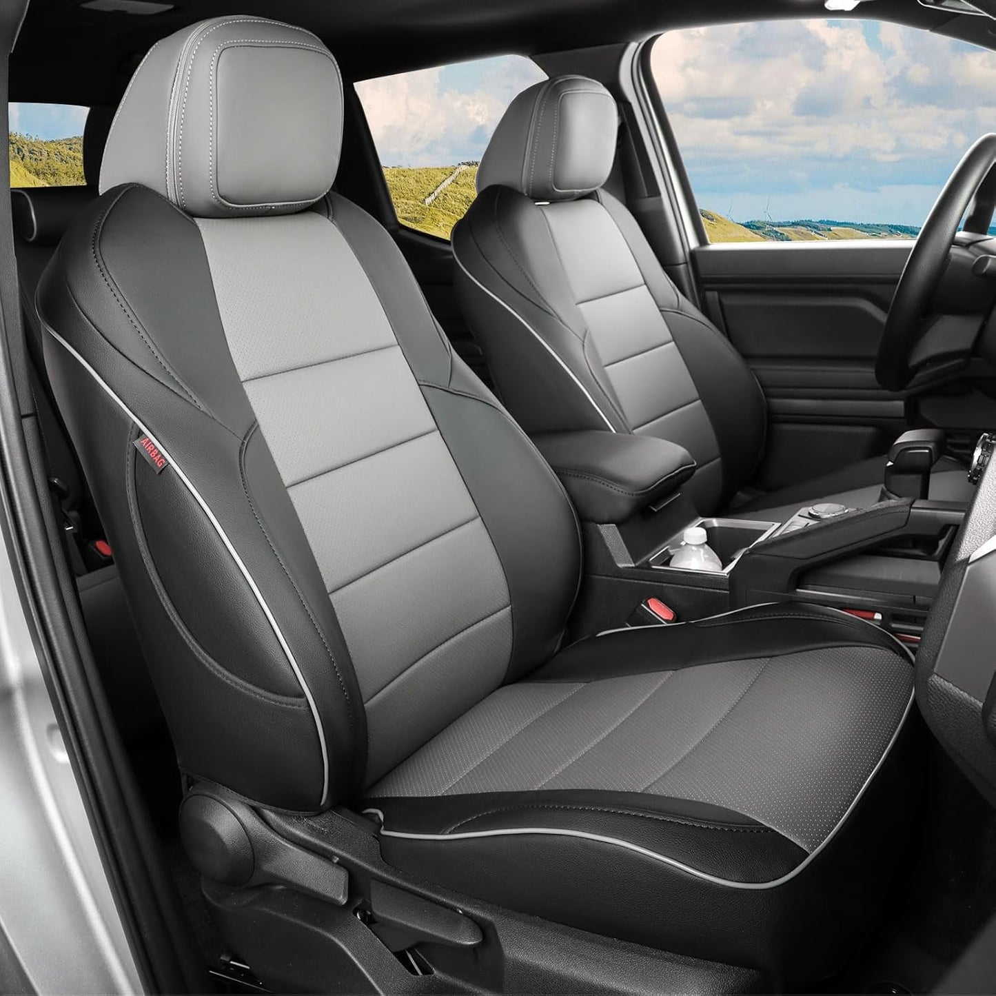 EKR Tacoma Car Seat Covers Custom Fit for Toyota Tacoma (Petrol) 2024 2025 2026 DoubleCab/CrewCab SR/SR5/TRD Sport/TRD Off-Road/Limited -Truck Seat Covers Full Set,Faux Leather(Black)