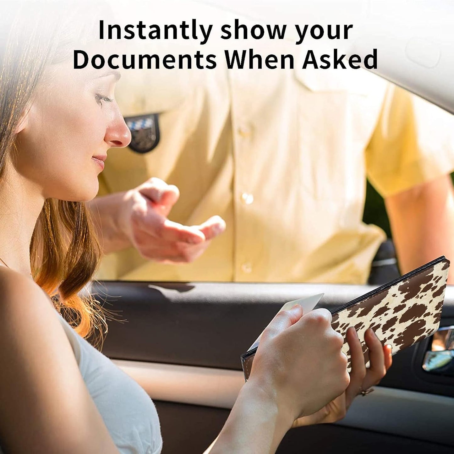 Car Registration and Insurance Holder, Leather Car Glove Box Organizer, Cool Car Accessories for ID, Driver's License Cards & Essential Document, business cards, Men&Women, Retro Audio Cassette