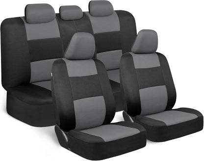 BDK PolyPro Car Seat Covers Full Set in Charcoal on Black – Front and Rear Split Bench for Cars, Easy to Install Cover Set, Accessories Auto Trucks Van SUV