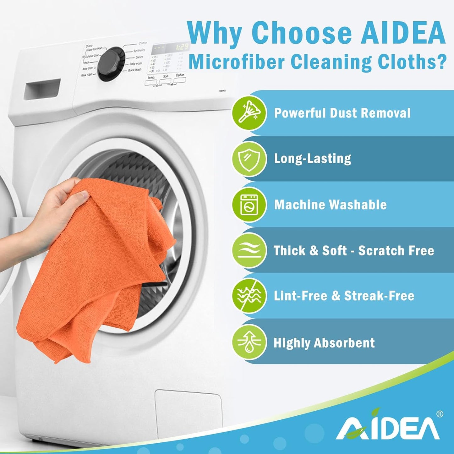 AIDEA Microfiber Cleaning Cloth-12PK, Soft Microfiber Towels for Cars, Absorbent Cleaning Rags, Lint-Free Streak-Free Wash Cloths for House, Kitchen, Window(12in.x12in), Black