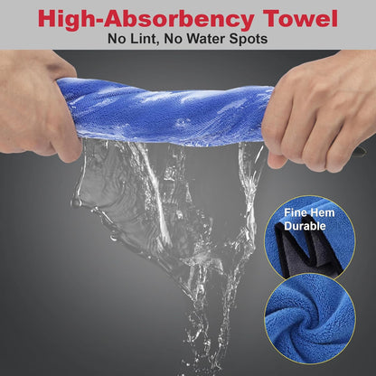 9PCS Professional Wheel Detailing Kit - Microfiber Flat Rim Brush w/Removable Cover, Boar Hair Detail Brush, Cleaning Pads, Towel & Storage Bag | Scratch-Free for All Vehicles