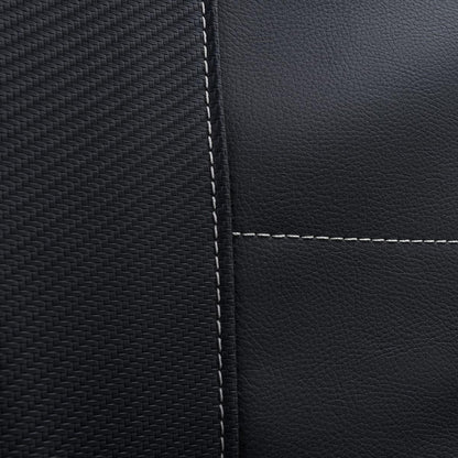 Flying Banner Carbon Fiber Leather Vehicle Seat Covers, Leopard Gray Black, Universal Fit - 8PCS