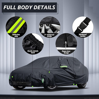 Car Cover Custom Fit for Toyota Corolla 2000-2025, Honda Civic 1991-2025, Waterproof All Weather Full Exterior Cover Rain Sun Protector Car Cover with Door Zipper